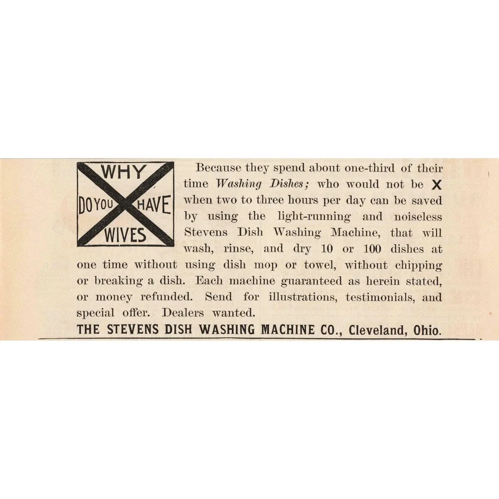 1892 Stevens Dish Washing Machine Co Print Advertisement Cleveland Ohio